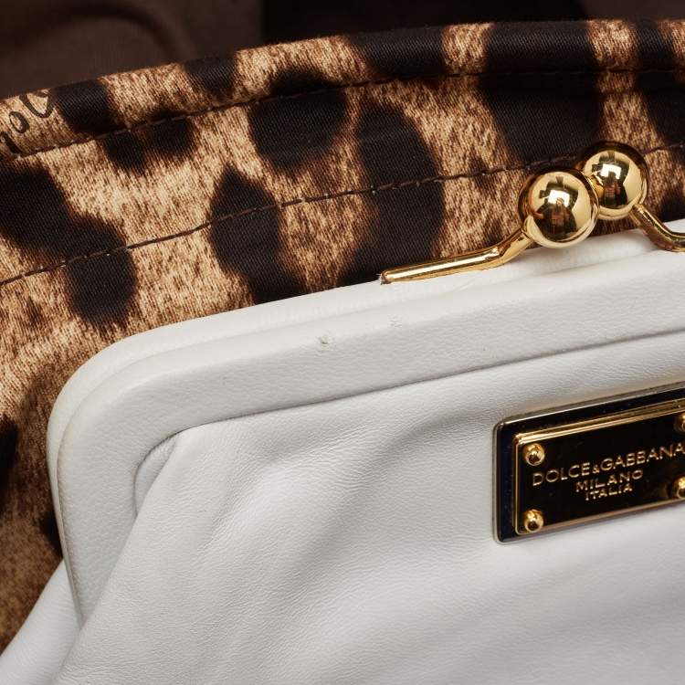 Pre Owned Dolce & Gabbana Brown/Black Leopard Print Fabric Front Pouch Tote