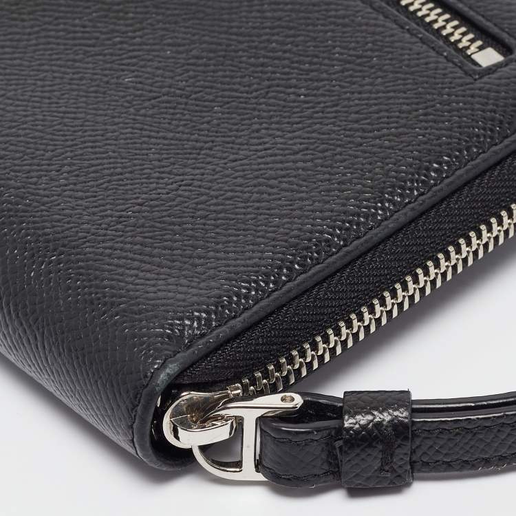Pre Owned Dolce & Gabbana Black Leather Zip Around Wallet