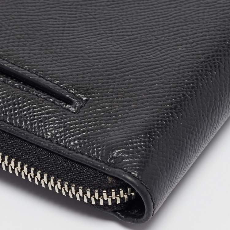 Pre Owned Dolce & Gabbana Black Leather Zip Around Wallet