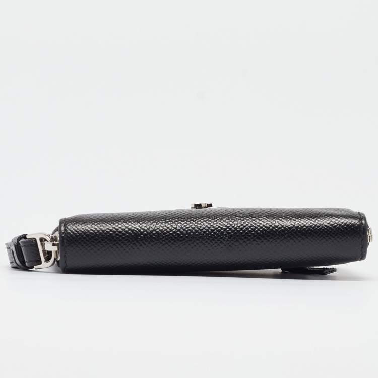 Pre Owned Dolce & Gabbana Black Leather Zip Around Wallet