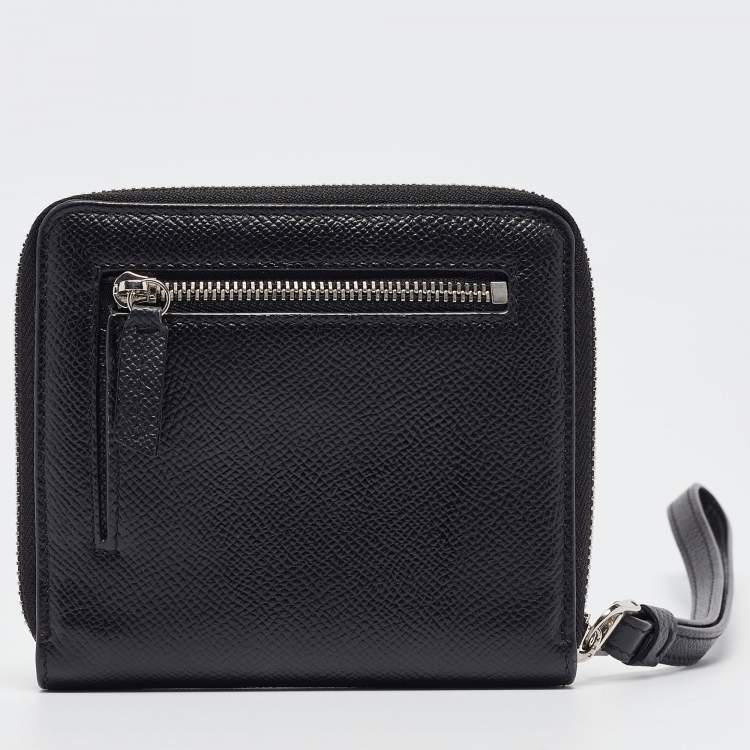 Pre Owned Dolce & Gabbana Black Leather Zip Around Wallet