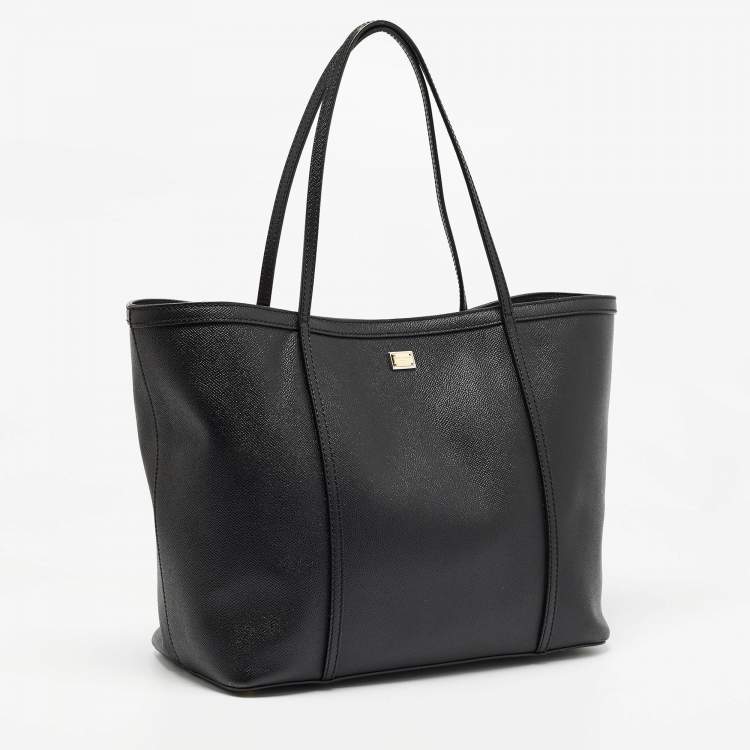 Pre Owned Dolce & Gabbana Black Leather Miss Escape Shopper Tote