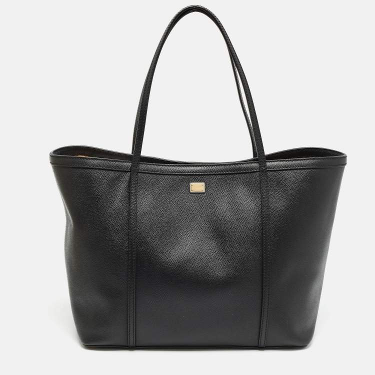 Pre Owned Dolce & Gabbana Black Leather Miss Escape Shopper Tote