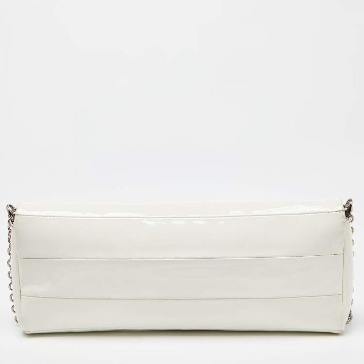 Pre Owned Dolce & Gabbana Off White Patent Leather Miss Martini Chain Clutch