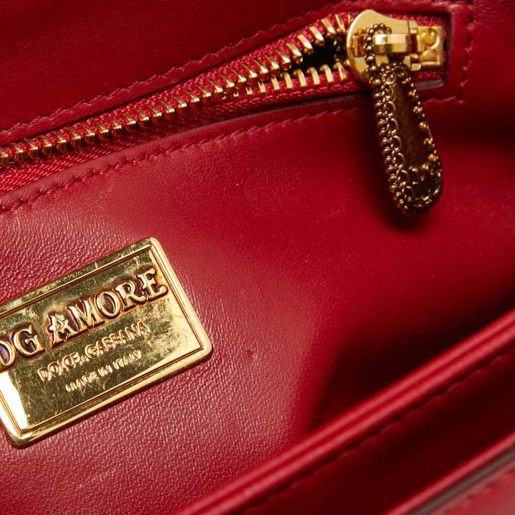 مملوكة مسبقًا Dolce & Gabbana Red Leather DG Amore Top Handle Bag
