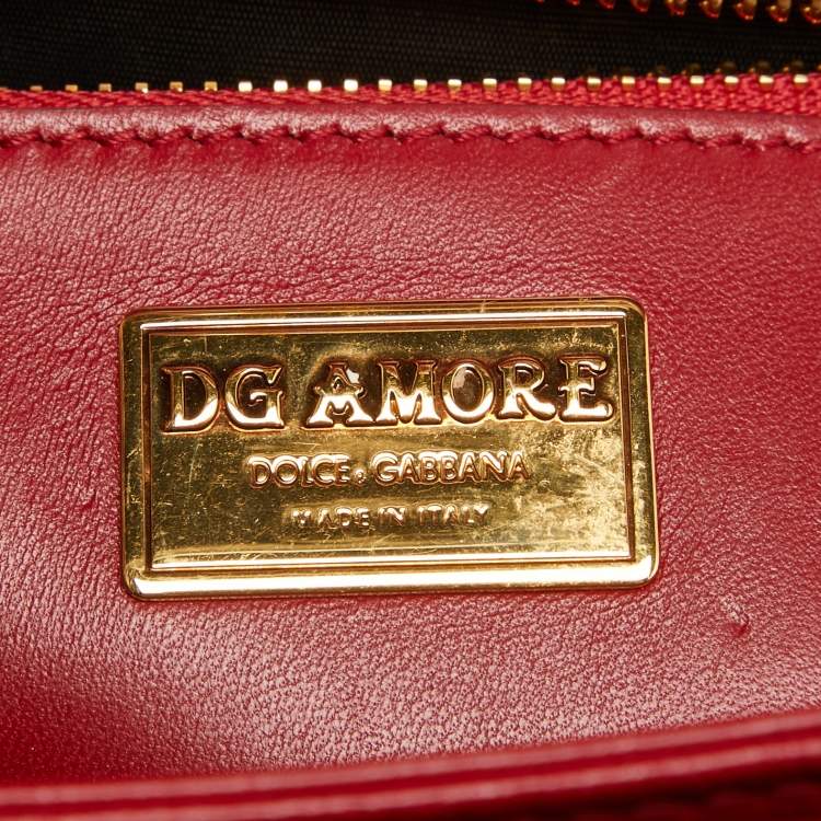 مملوكة مسبقًا Dolce & Gabbana Red Leather DG Amore Top Handle Bag