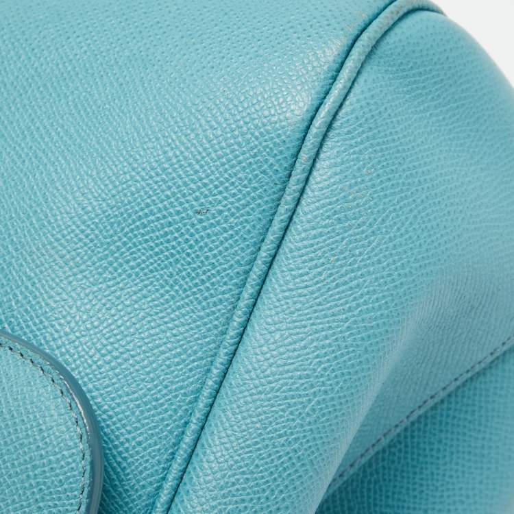 Pre Owned Dolce & Gabbana Light Blue Leather Large Miss Sicily Top Handle Bag