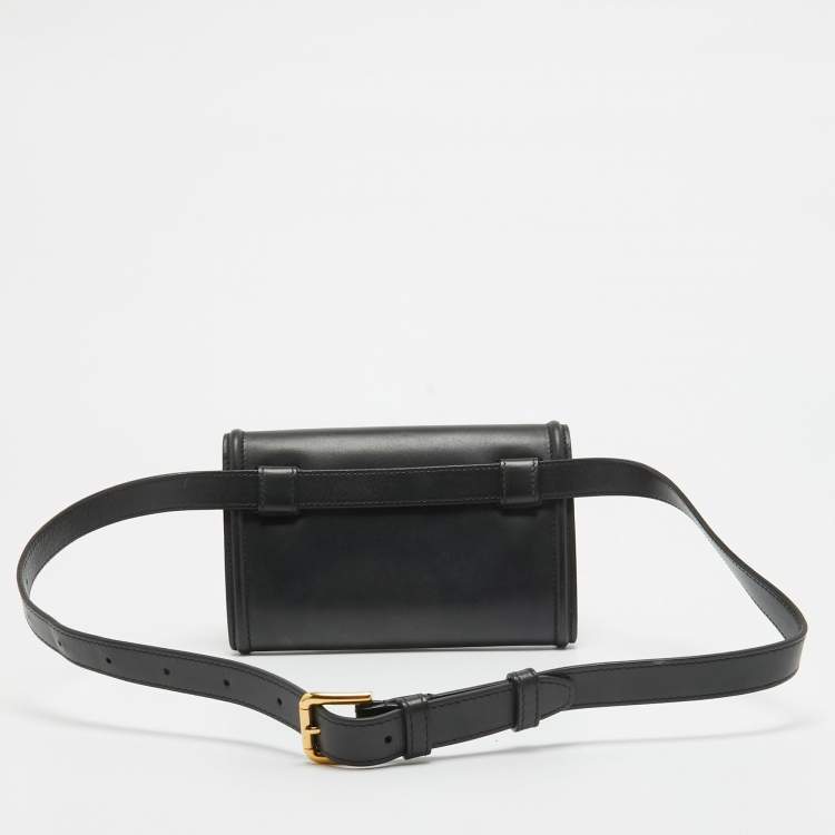 Pre Owned Dolce & Gabbana Black Leather Devotion Belt Bag