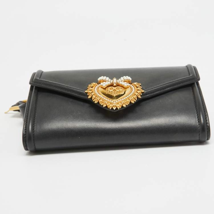 Pre Owned Dolce & Gabbana Black Leather Devotion Belt Bag