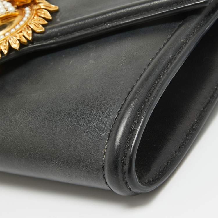 Pre Owned Dolce & Gabbana Black Leather Devotion Belt Bag