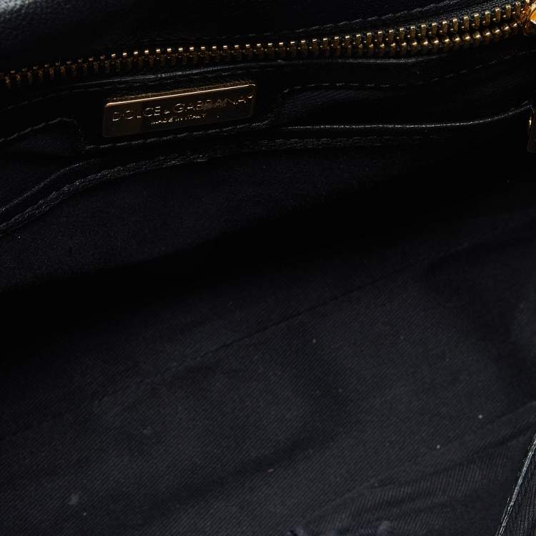 مملوكة مسبقًا Dolce & Gabbana Pink/Black Leopard Print Canvas Medium Miss Sicily Top Handle Bag
