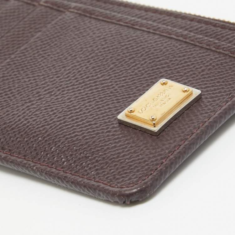 Pre Owned Dolce & Gabbana Burgundy Leather Long Zip Card Holder