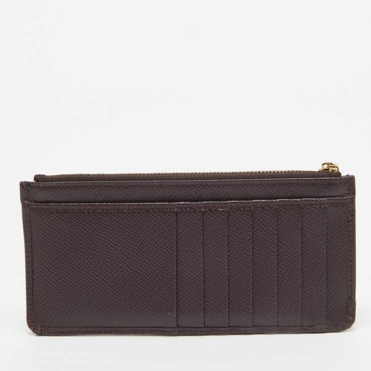 Pre Owned Dolce & Gabbana Burgundy Leather Long Zip Card Holder