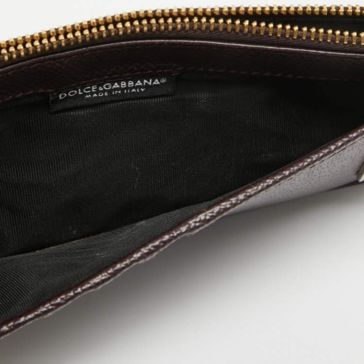 Pre Owned Dolce & Gabbana Burgundy Leather Long Zip Card Holder