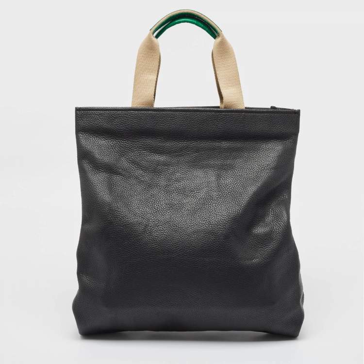 Pre Owned Dolce & Gabbana Black Croc Embossed and Leather Family Patch Tote