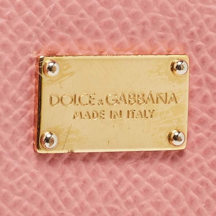Pre Owned Dolce & Gabbana Pink Leather Zip Around Wallet