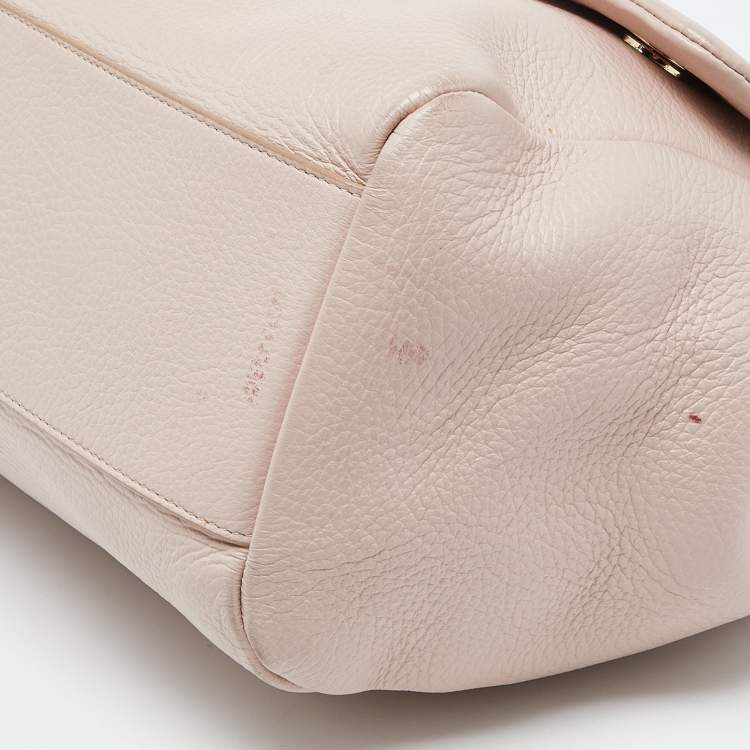 Pre Owned Dolce & Gabbana Pink Leather Large Miss Sicily Top Handle Bag