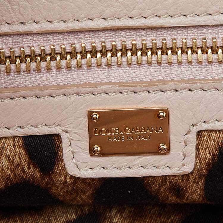 Pre Owned Dolce & Gabbana Pink Leather Large Miss Sicily Top Handle Bag