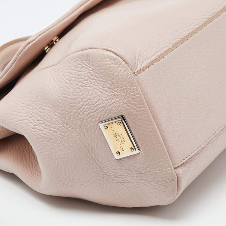Pre Owned Dolce & Gabbana Pink Leather Large Miss Sicily Top Handle Bag