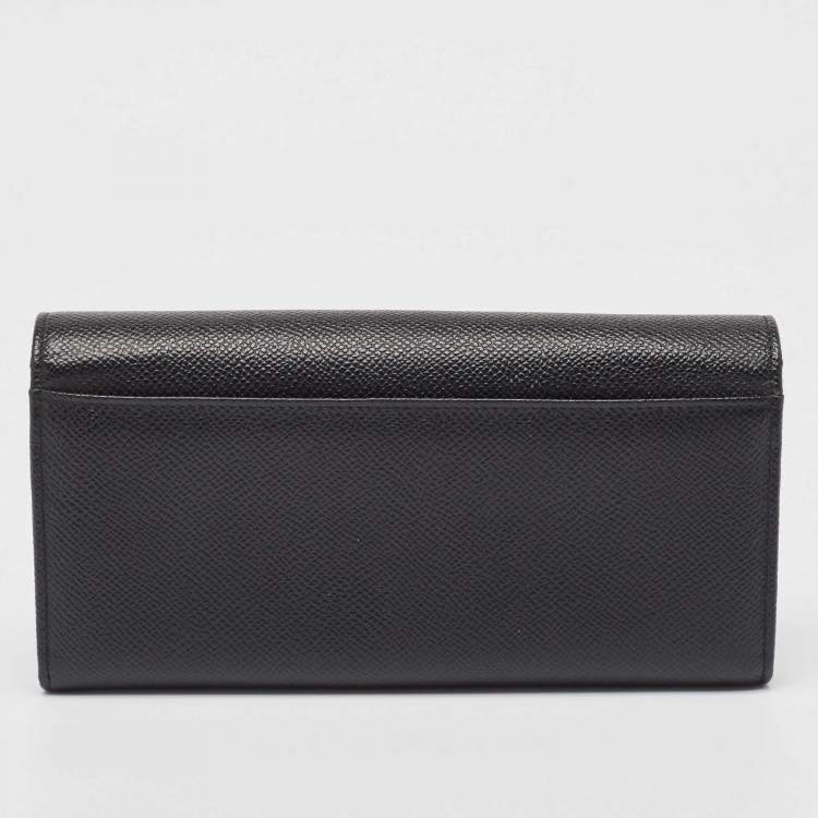 Pre Owned Dolce & Gabbana Black Leather Flap Continental Wallet