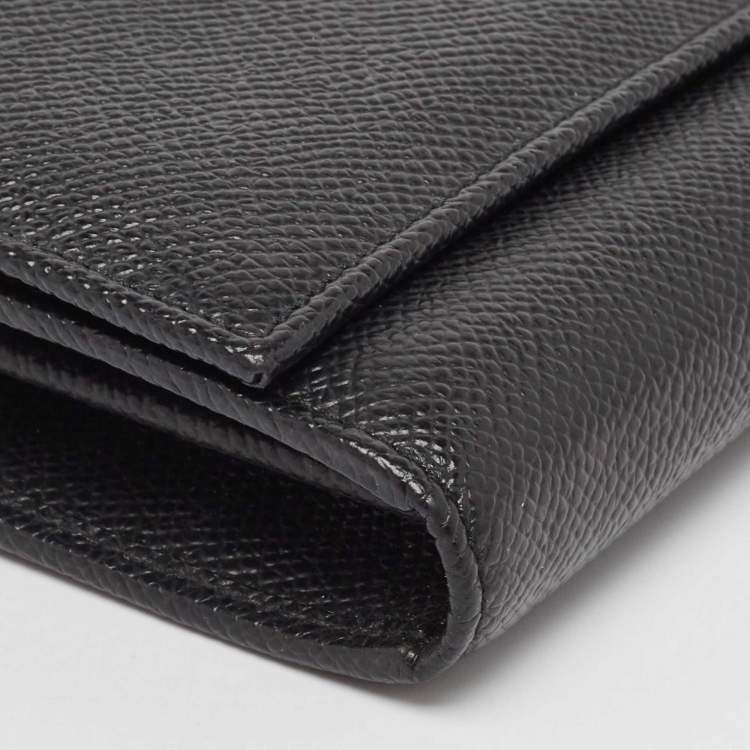 Pre Owned Dolce & Gabbana Black Leather Flap Continental Wallet