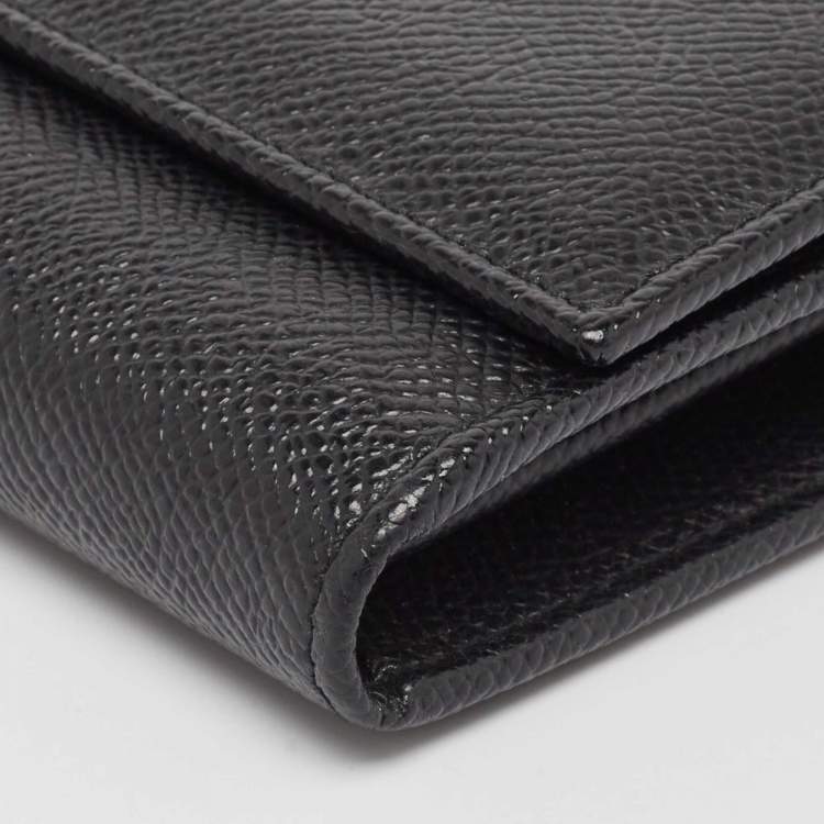 Pre Owned Dolce & Gabbana Black Leather Flap Continental Wallet