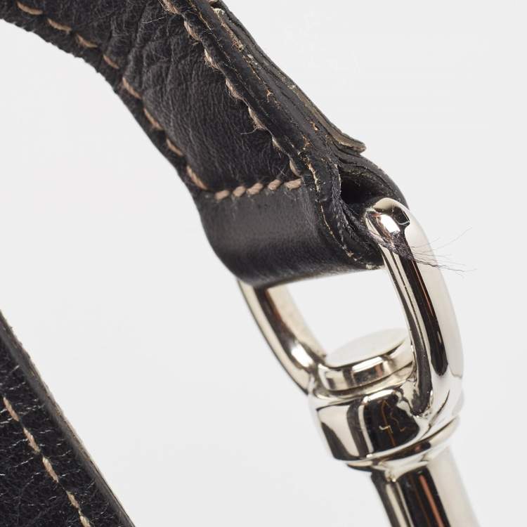 Pre Owned Dolce & Gabbana Black Leather Ruffle Miss Brooke Bag