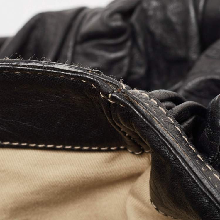 Pre Owned Dolce & Gabbana Black Leather Ruffle Miss Brooke Bag