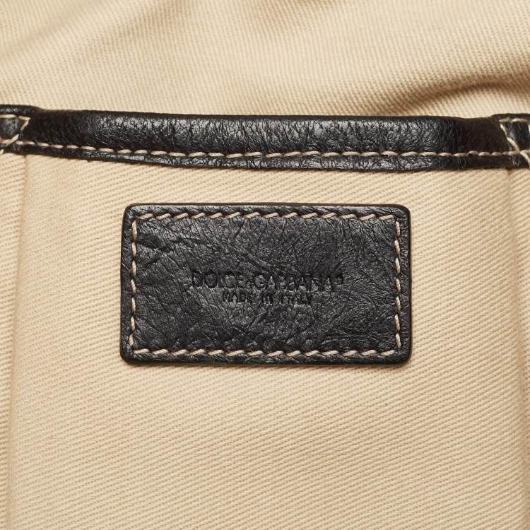 Pre Owned Dolce & Gabbana Black Leather Ruffle Miss Brooke Bag