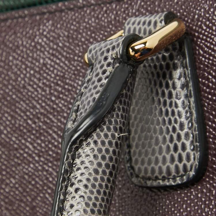 Pre Owned Dolce & Gabbana Tricolor Lizard Embossed Leather Zip Tote