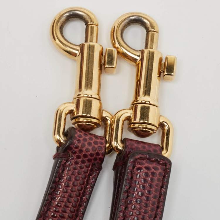 Pre Owned Dolce & Gabbana Burgundy Lizard Embossed Leather Medium Miss Sicily Top Handle Bag
