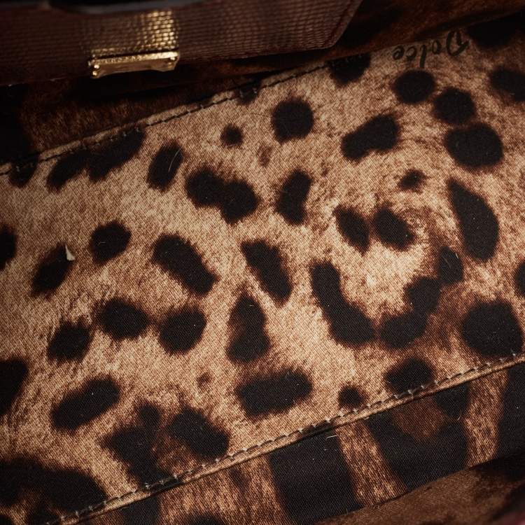 Pre Owned Dolce & Gabbana Burgundy Lizard Embossed Leather Medium Miss Sicily Top Handle Bag