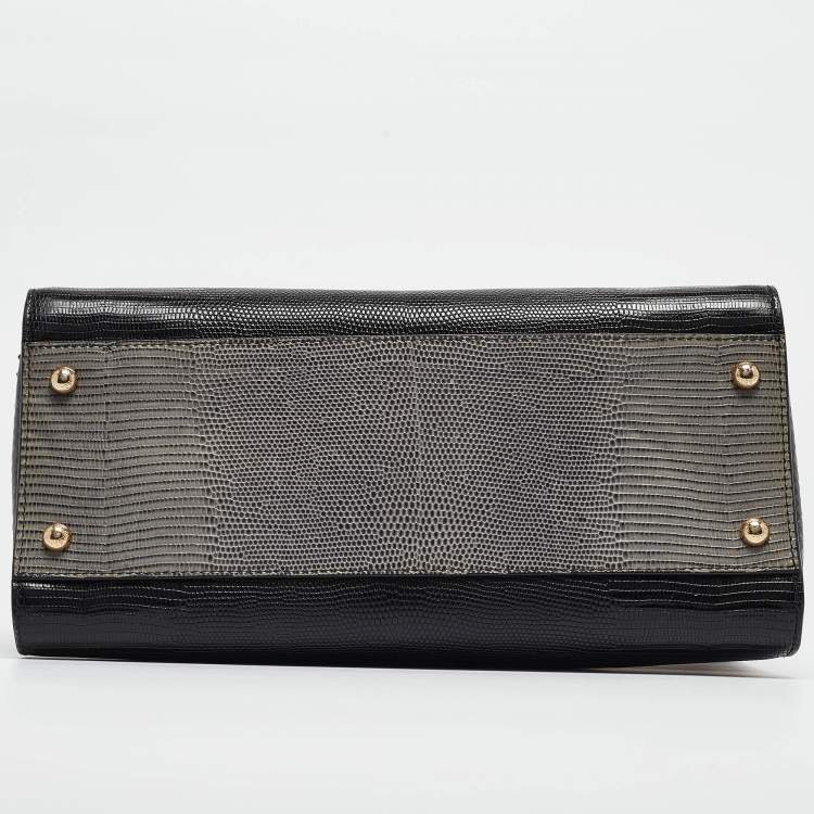 Pre Owned Dolce & Gabbana Tricolor Lizard Embossed Leather and Snakeskin Tote