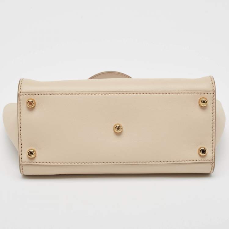 Pre Owned Dolce & Gabbana Beige Leather Mini Sicily 62 Tote 