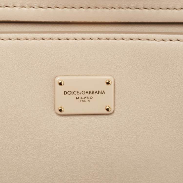 Pre Owned Dolce & Gabbana Beige Leather Mini Sicily 62 Tote 
