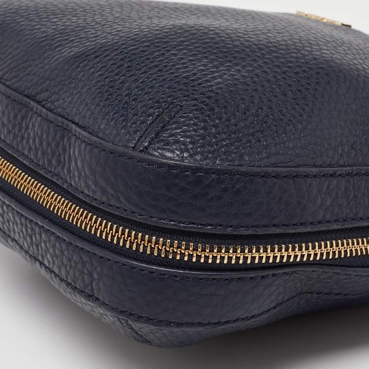 Pre Owned DKNY Navy Blue Leather Zip Crossbody Bag