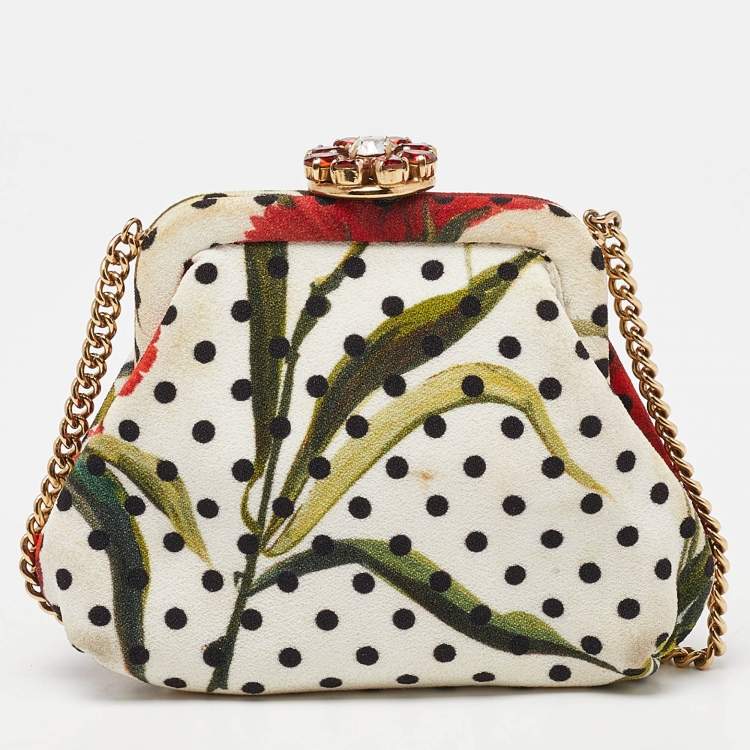 Pre Owned Dolce & Gabbana Multicolor Fabric Embellished Chain Coin Purse