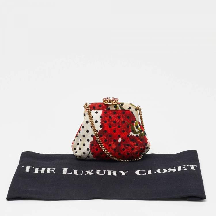 Pre Owned Dolce & Gabbana Multicolor Fabric Embellished Chain Coin Purse