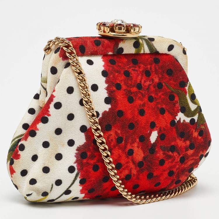 Pre Owned Dolce & Gabbana Multicolor Fabric Embellished Chain Coin Purse