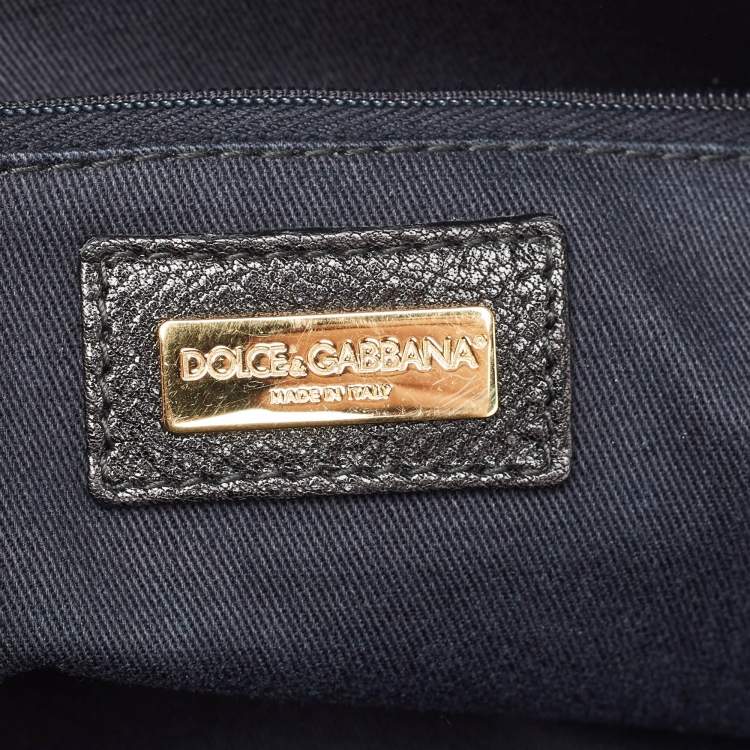 Pre Owned Dolce & Gabbana Blue/Black Leopard Print Denim Flap Shoulder Bag