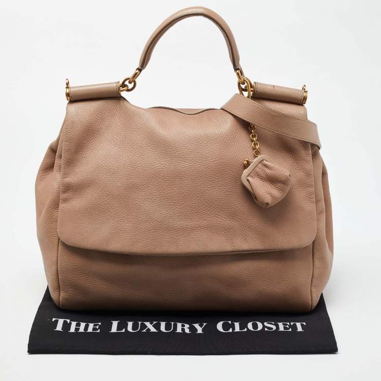 مملوكة مسبقًا Dolce & Gabbana Beige Leather Flap Top Handle Bag