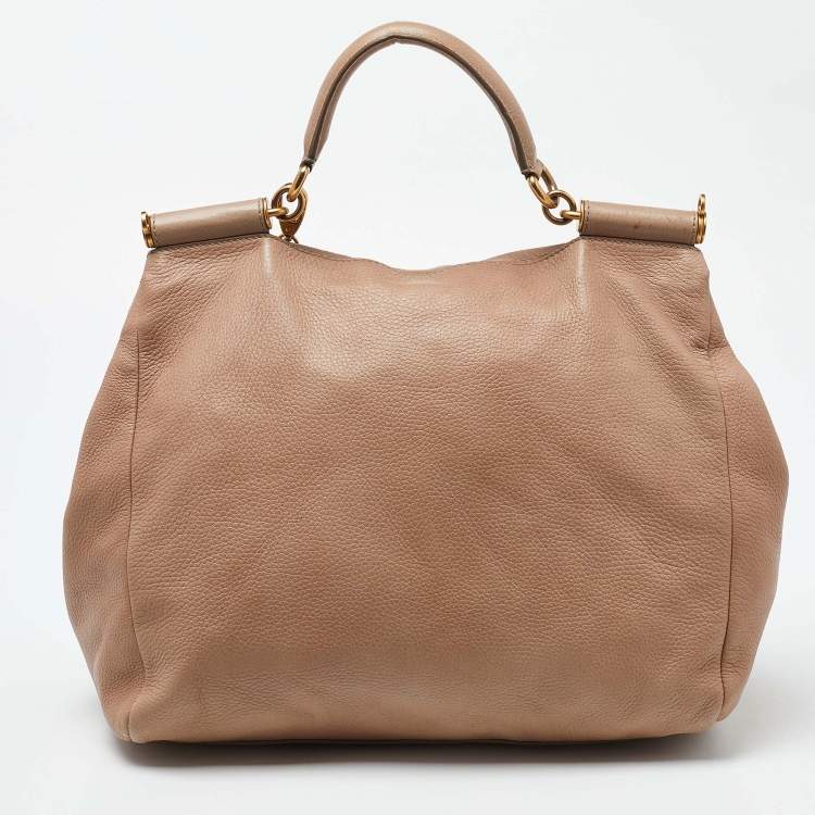 مملوكة مسبقًا Dolce & Gabbana Beige Leather Flap Top Handle Bag