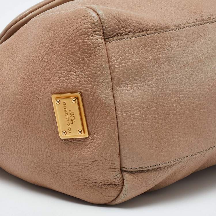مملوكة مسبقًا Dolce & Gabbana Beige Leather Flap Top Handle Bag