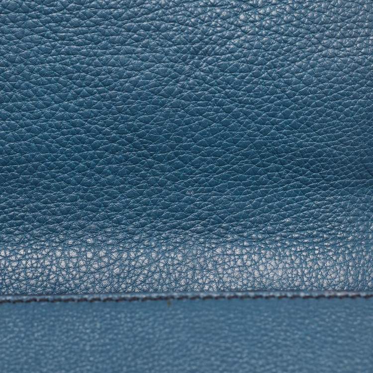 Pre Owned Dolce & Gabbana Teal Leather Medium Stitched Sicily Top Handle Bag