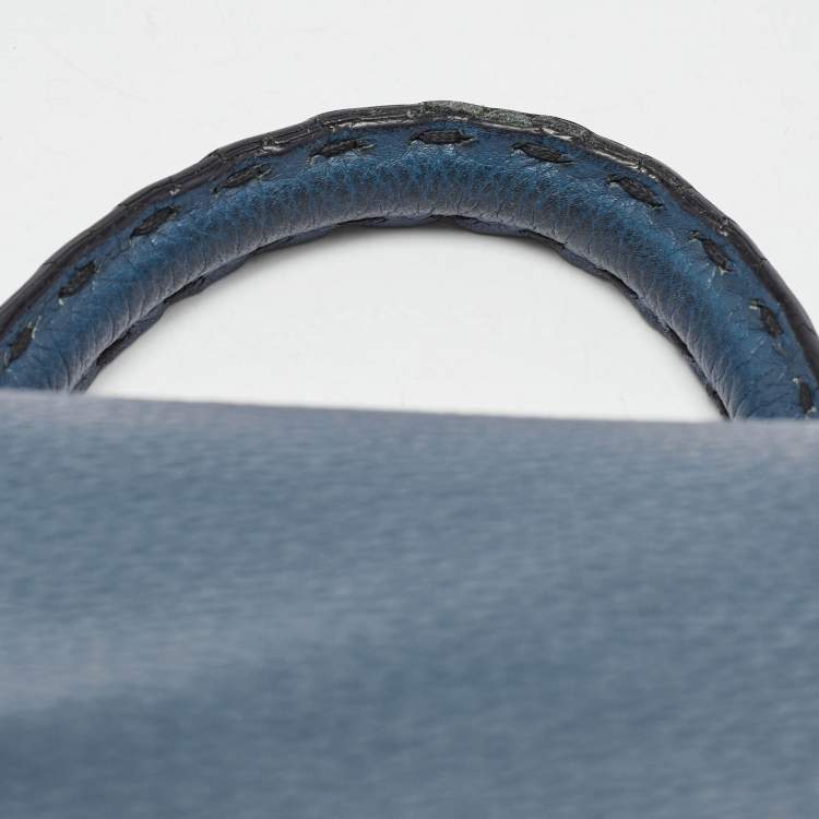 Pre Owned Dolce & Gabbana Teal Leather Medium Stitched Sicily Top Handle Bag