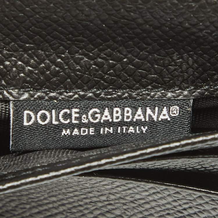 Pre Owned Dolce & Gabbana Green Floral Printed Leather DG Crystals Trifold Wallet