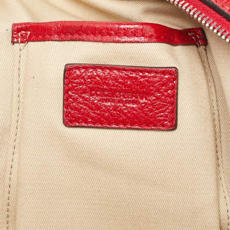 Pre Owned Dolce & Gabbana Red Leather Miss Easy Way Satchel