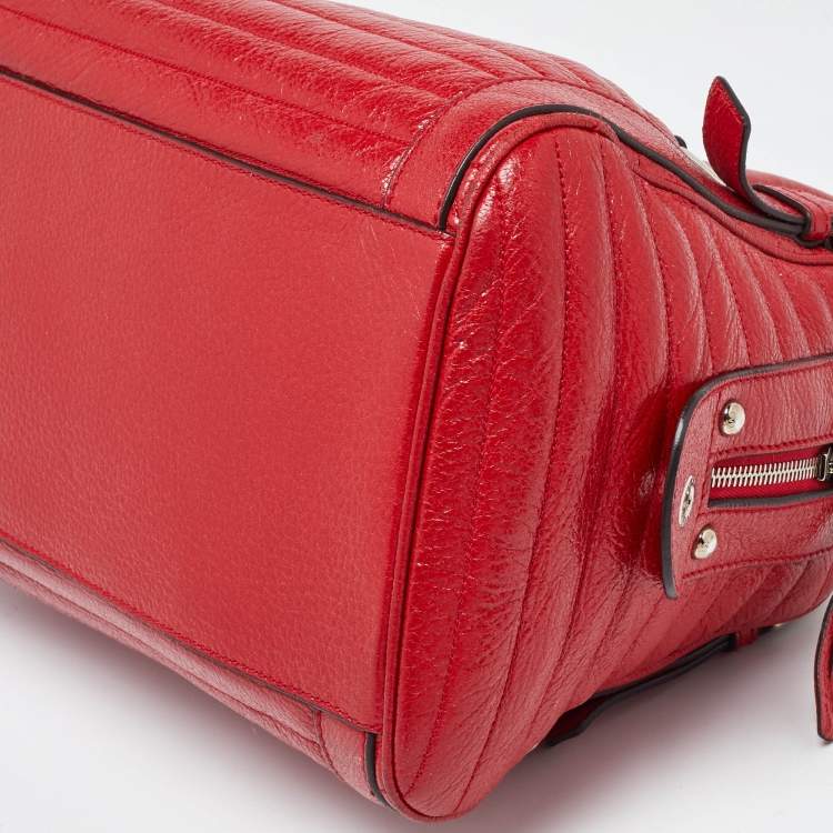 Pre Owned Dolce & Gabbana Red Leather Miss Easy Way Satchel