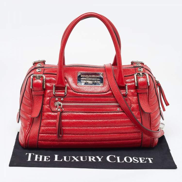 Pre Owned Dolce & Gabbana Red Leather Miss Easy Way Satchel