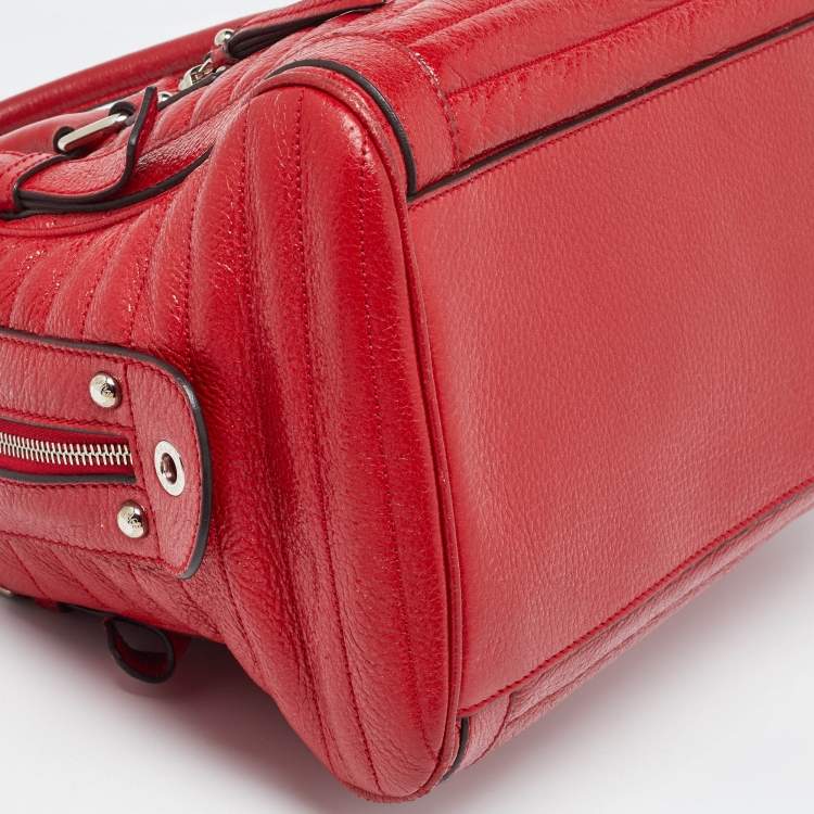 Pre Owned Dolce & Gabbana Red Leather Miss Easy Way Satchel
